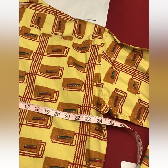 WOODIN RED YELLOW LOUD PARTY SHIRT Geometric colorful Collared button up 3XL men - Picture 8 of 9